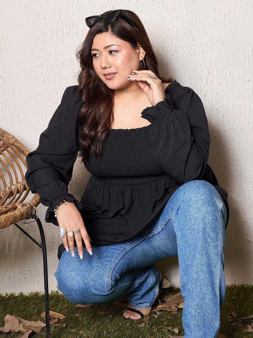 Berrylush Curve Puff Sleeve Empire Top