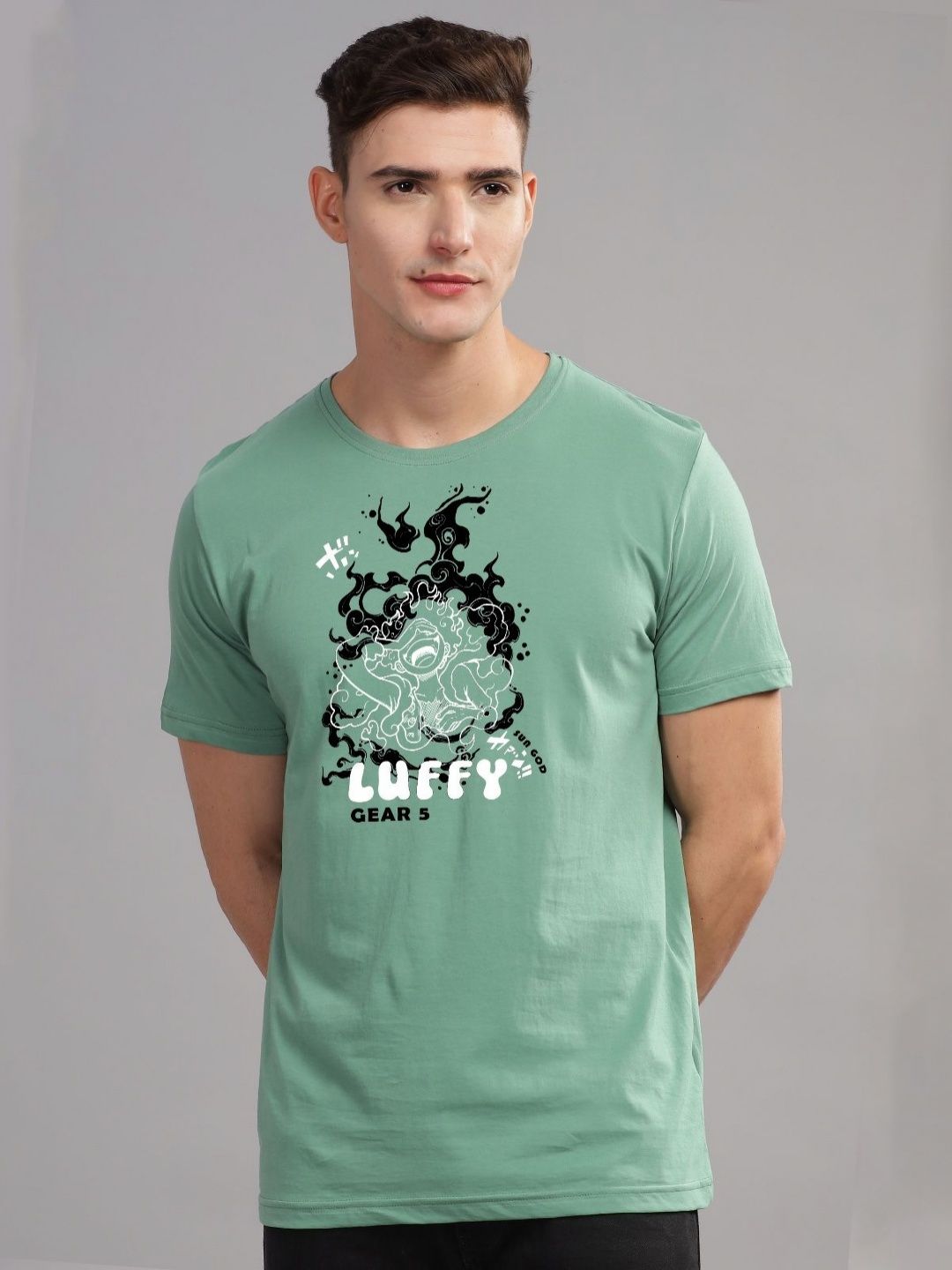 ADRO Men Printed Raw Edge T-shirt