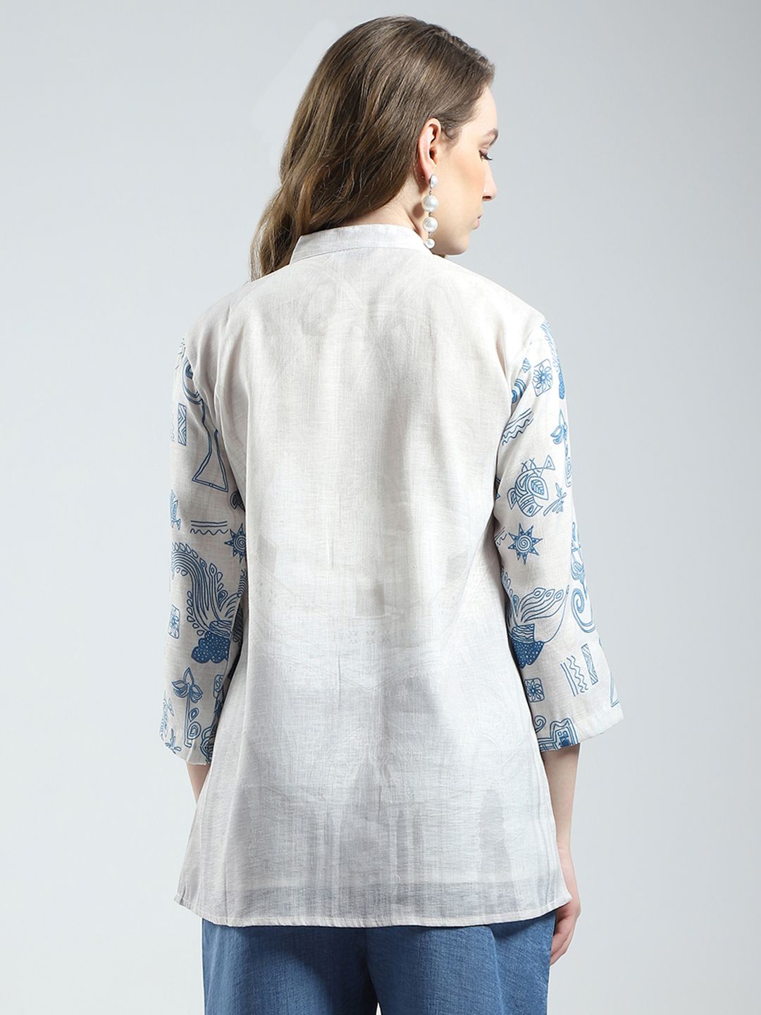 Monte Carlo Geometric Print Pure Cotton Shirt Style Top