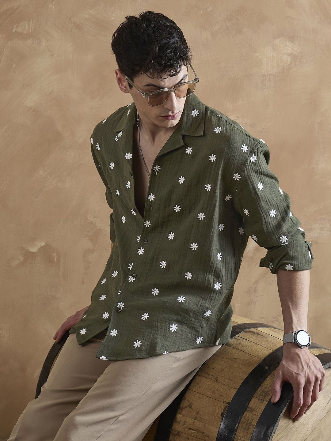 DENNISON Muslin Double Gauge Embroidered Shirt