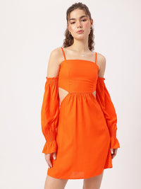 DressBerry Boss Babe Cut-out Waist Smocked A-Line Mini Dress