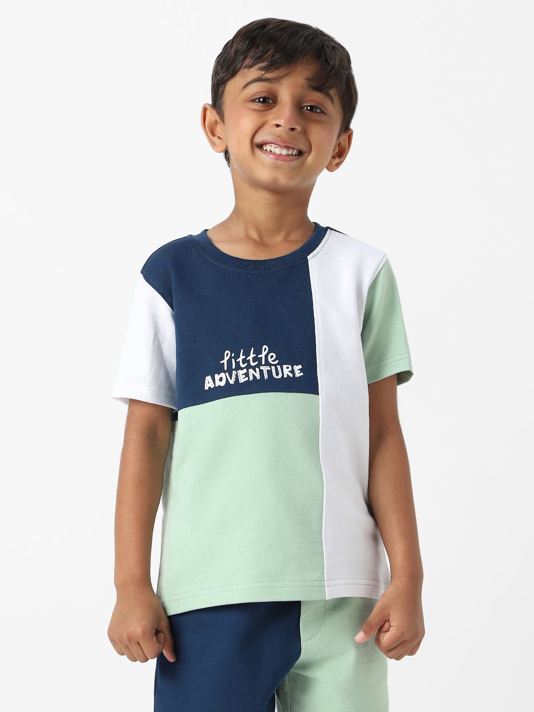 Nauti Nati Boys Colourblocked T-shirt with Shorts