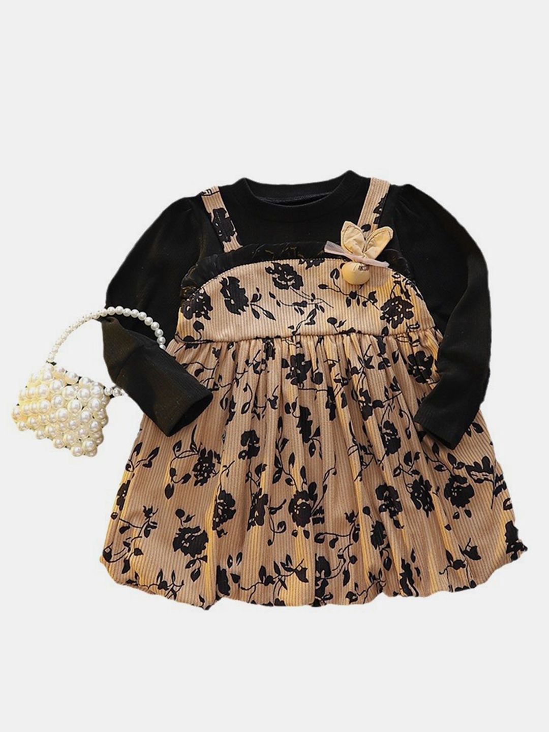 YK Girls Floral Printed A-Line Dress