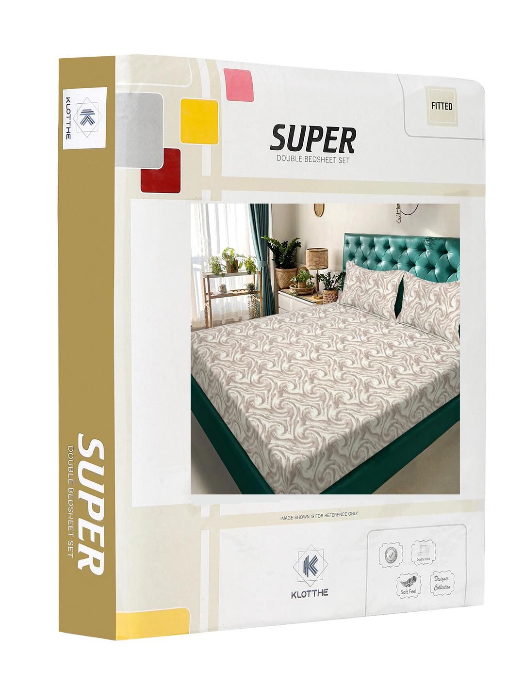KLOTTHE Beige 300 TC Cadar Katil King dengan 2 Sarung Bantal