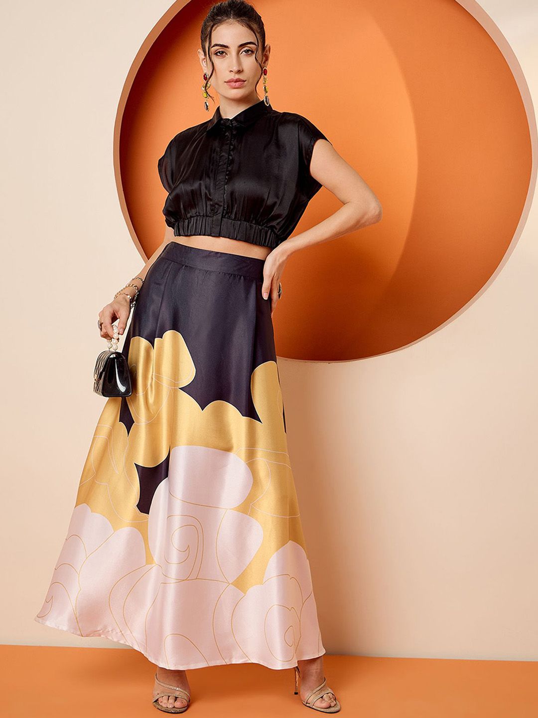Antheaa Crop Top & Printed Maxi Skirt