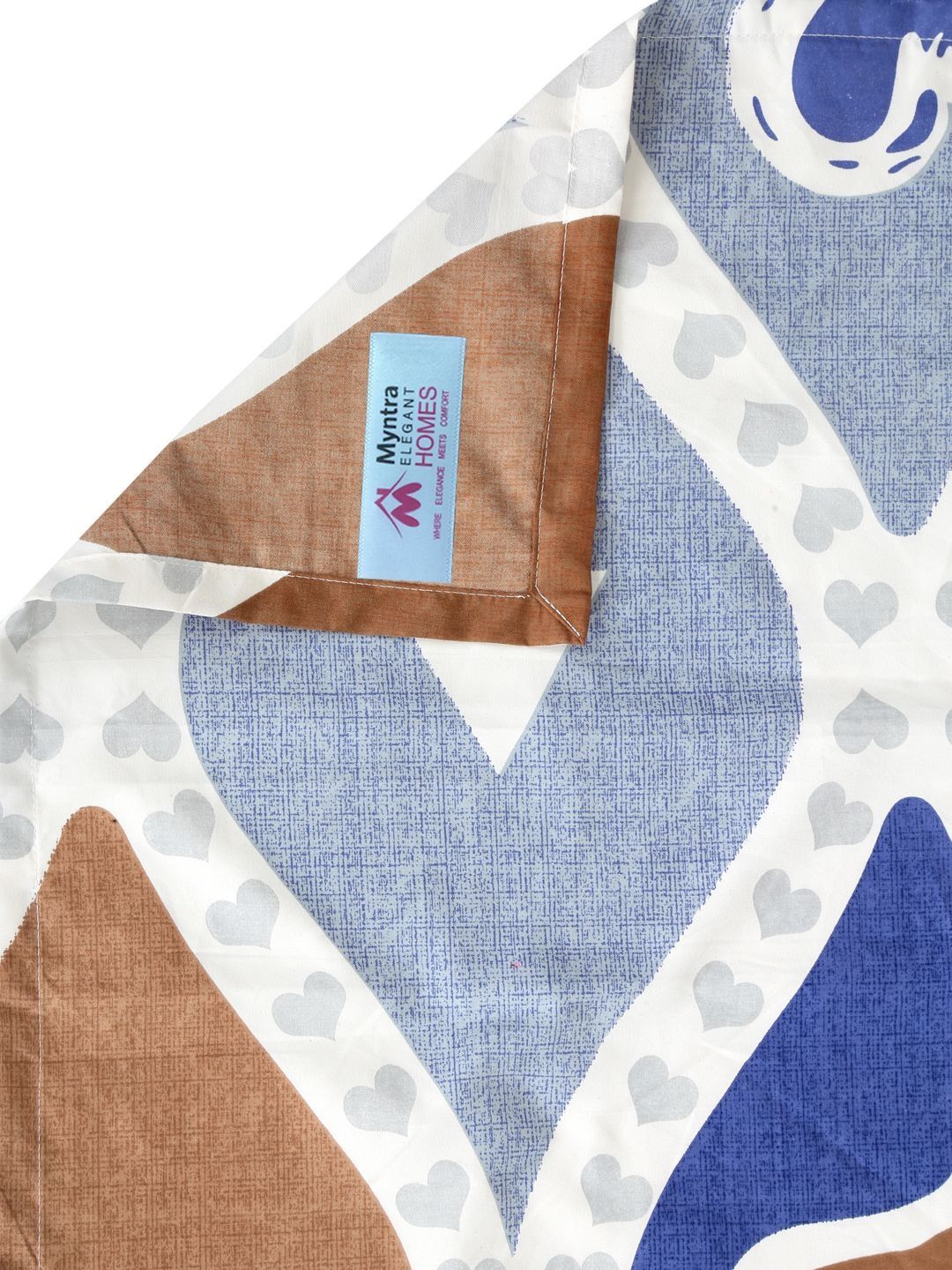 Myntra Elegant Homes Blue & Brown 300 TC King Bedsheet with 2 Pillow Covers