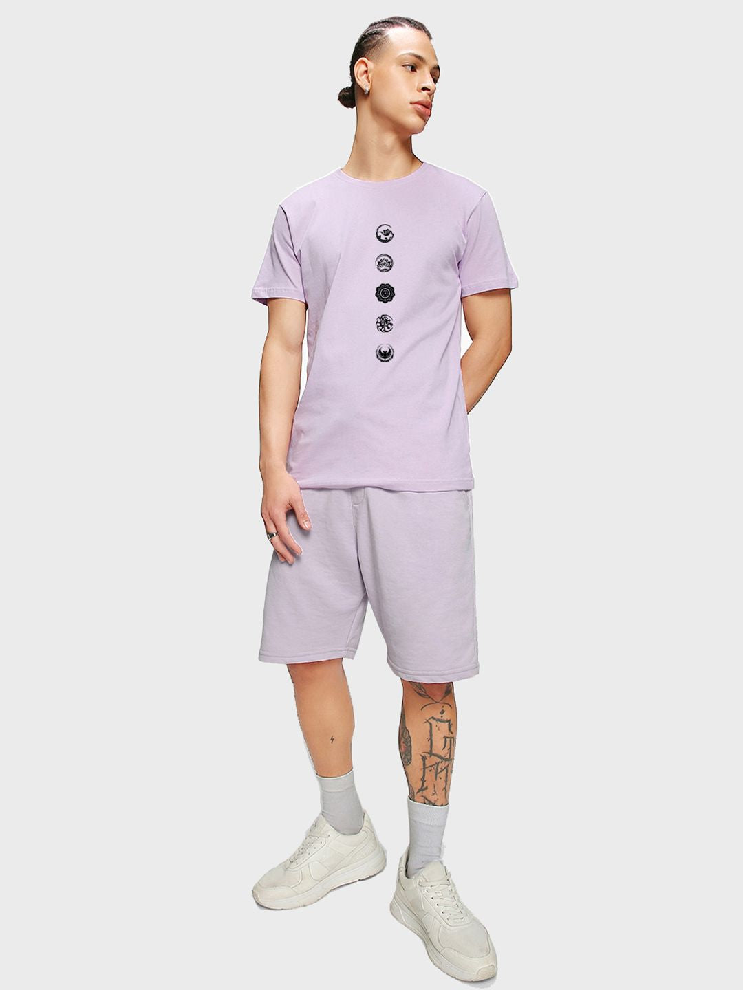 Bewakoof Lavender Graphic Printed Round Neck Cotton T-shirt