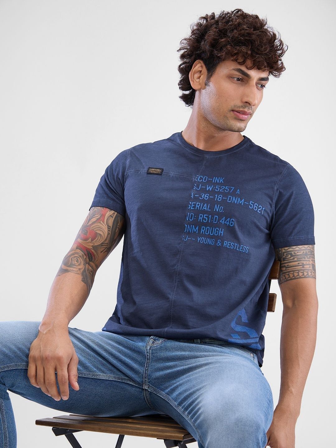 SPYKAR Men Typography Printed Round Neck Cotton T-shirt