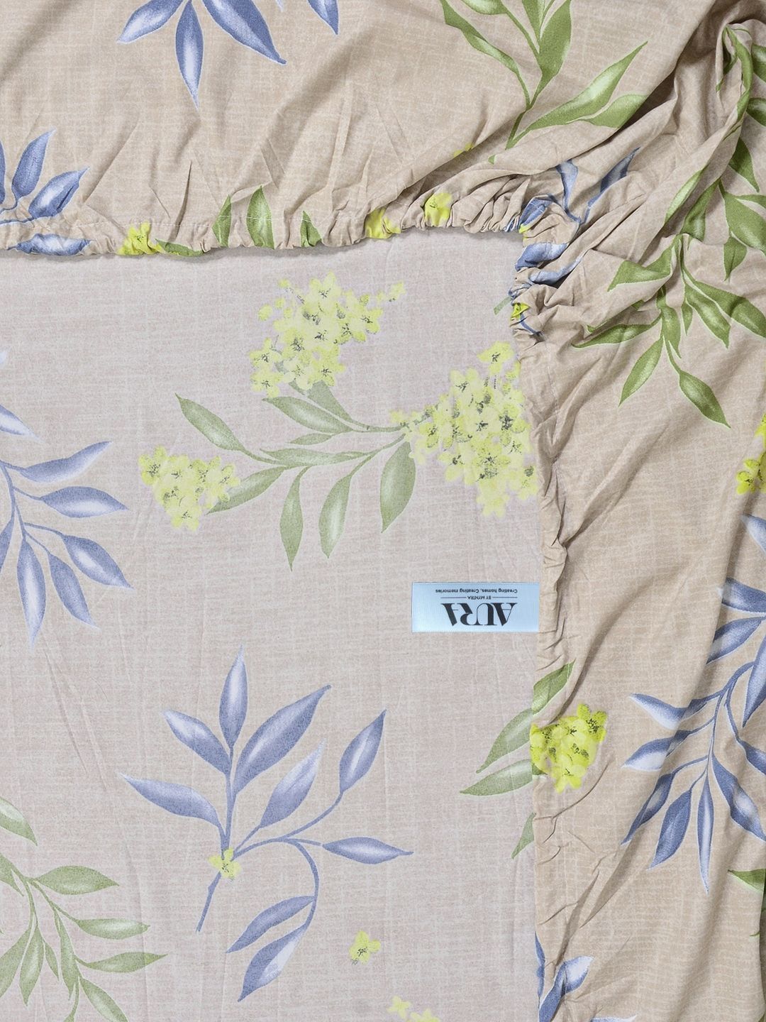 Set Cadar Bujang Bercetak Aura Beige & Yellow Floral Printed 300 TC-2.25 m X 1.50 m