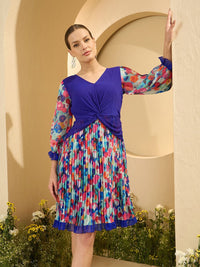 Antheaa Floral Print Chiffon Fit & Flare Dress