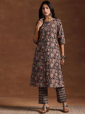 Libas Women Floral Printed Panelled Pure Cotton Kurta with Trousers