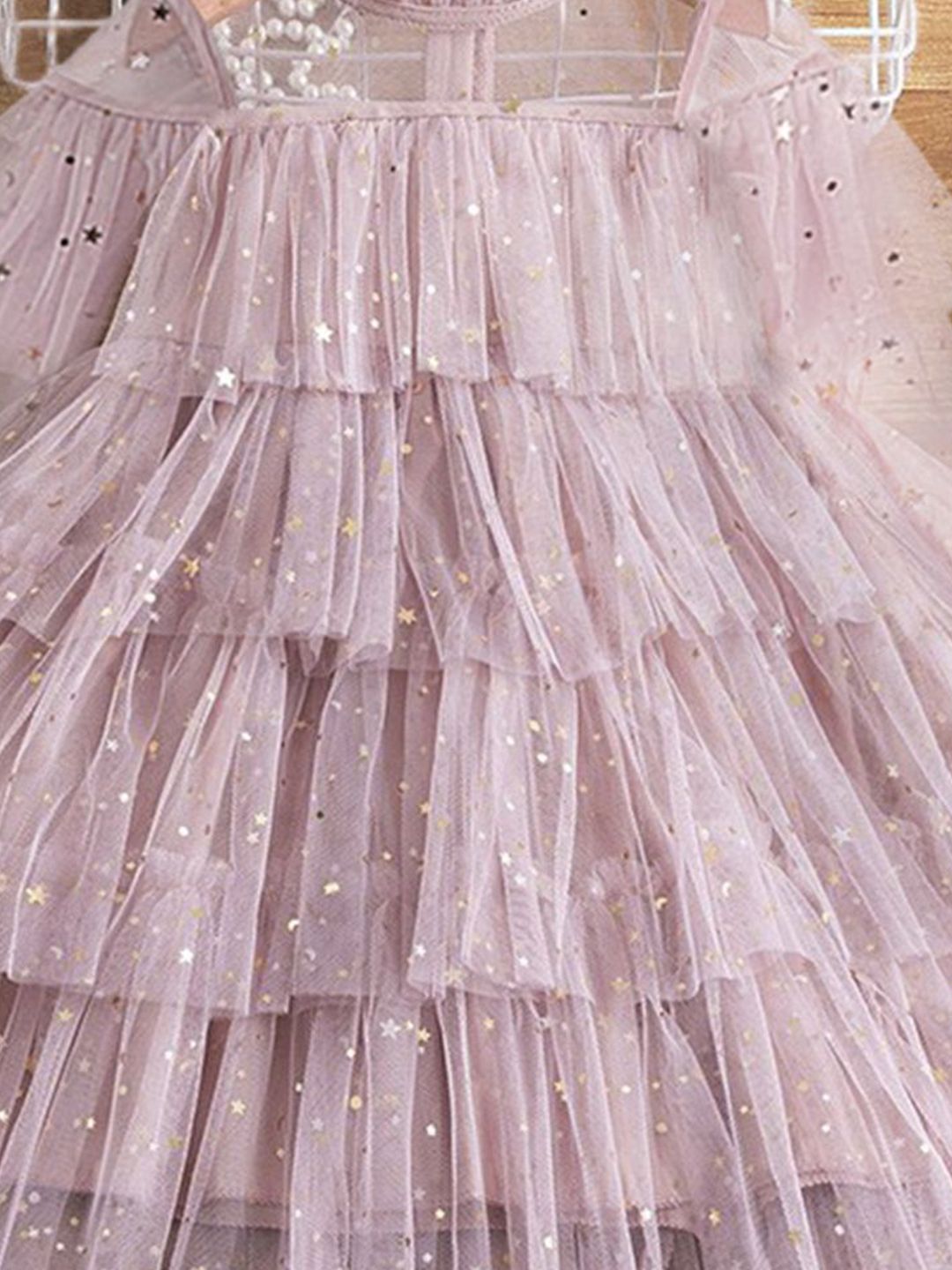 YK Girls Embellished A-Line layered Dress