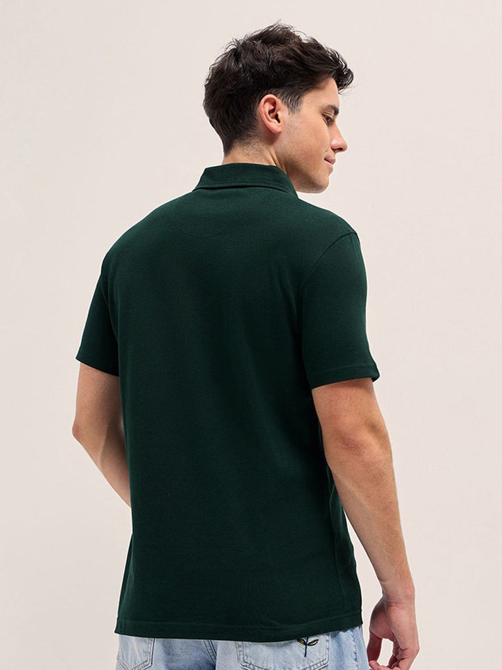 THE BEAR HOUSE Solid Polo Collar Pure Cotton T-shirt