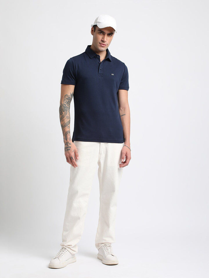 THE BEAR HOUSE Polo Collar Slim Fit Pure Cotton T-shirt