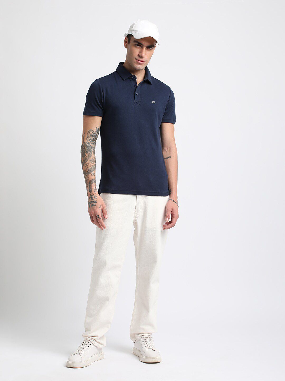 THE BEAR HOUSE Polo Collar Slim Fit Pure Cotton T-shirt