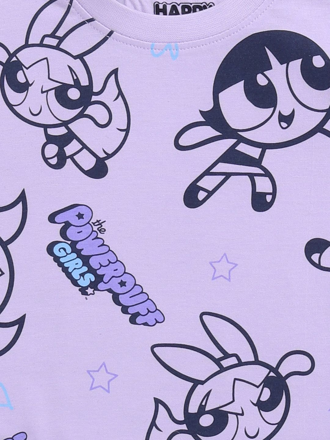Happy Faces Kids Girls Powerpuff Girls Printed Pure Cotton T-Shirt