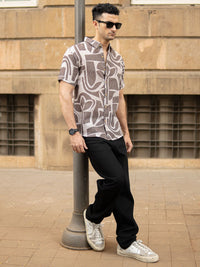 Powerlook Abstract Printed Spread Collar Casual Shirt