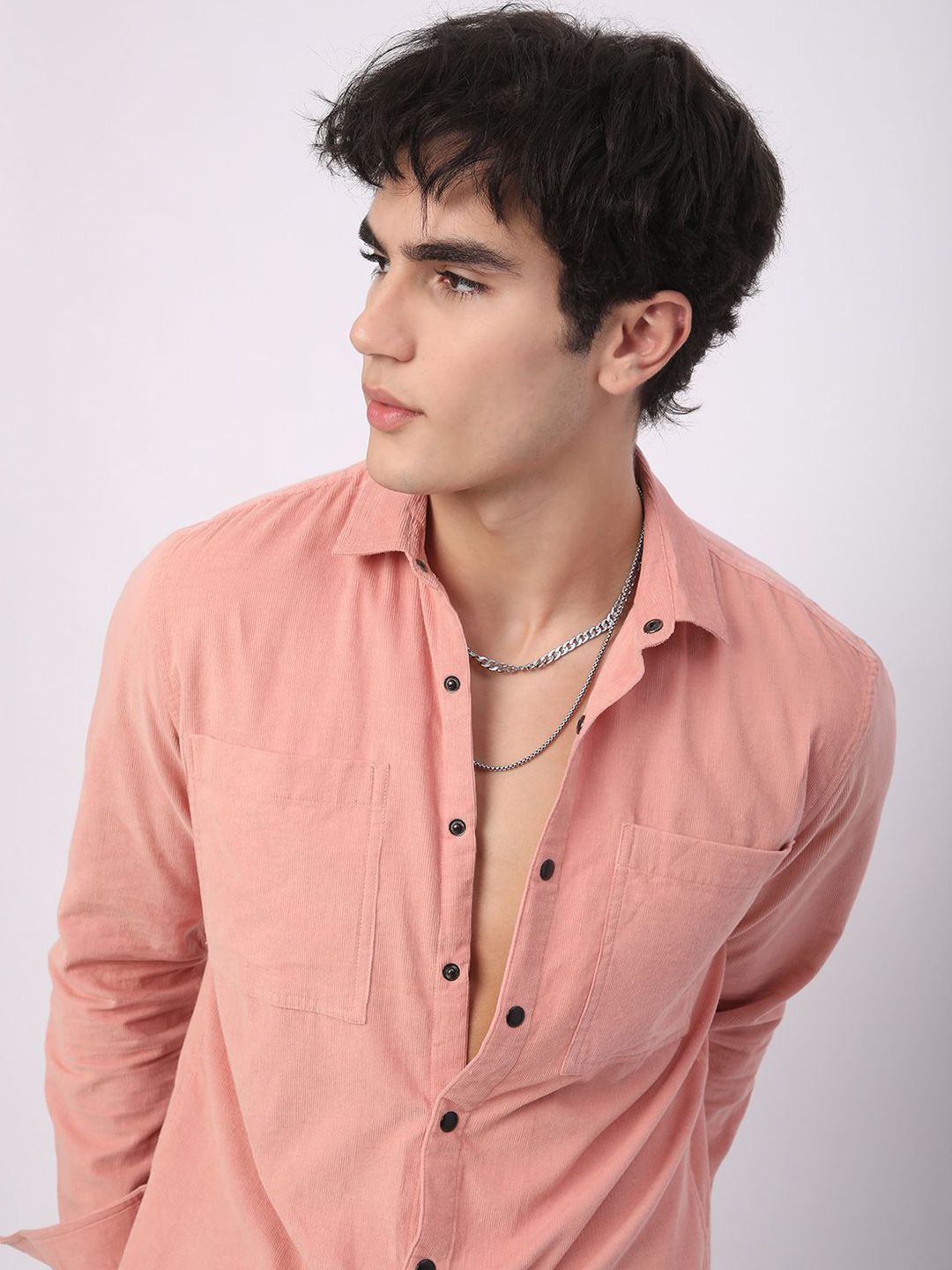 VASTRADO Men Classic Slim Fit Corduroy Casual Shirt