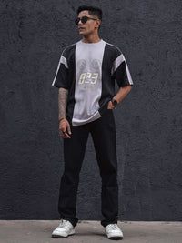 Powerlook Men Typography Colourblocked Drop-Shoulder Sleeves T-shirt