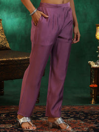 Libas Floral Printed Regular Thread Work Straight Kurta with Trousers & Dupatta