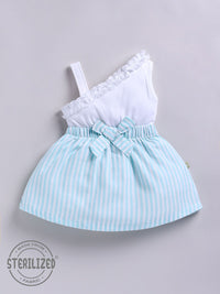 Moms Love Infant Girls Striped Pure Cotton Dress with Bow Detail