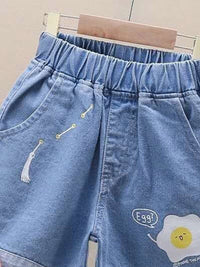 YK Girls Embellished Washed Denim Shorts