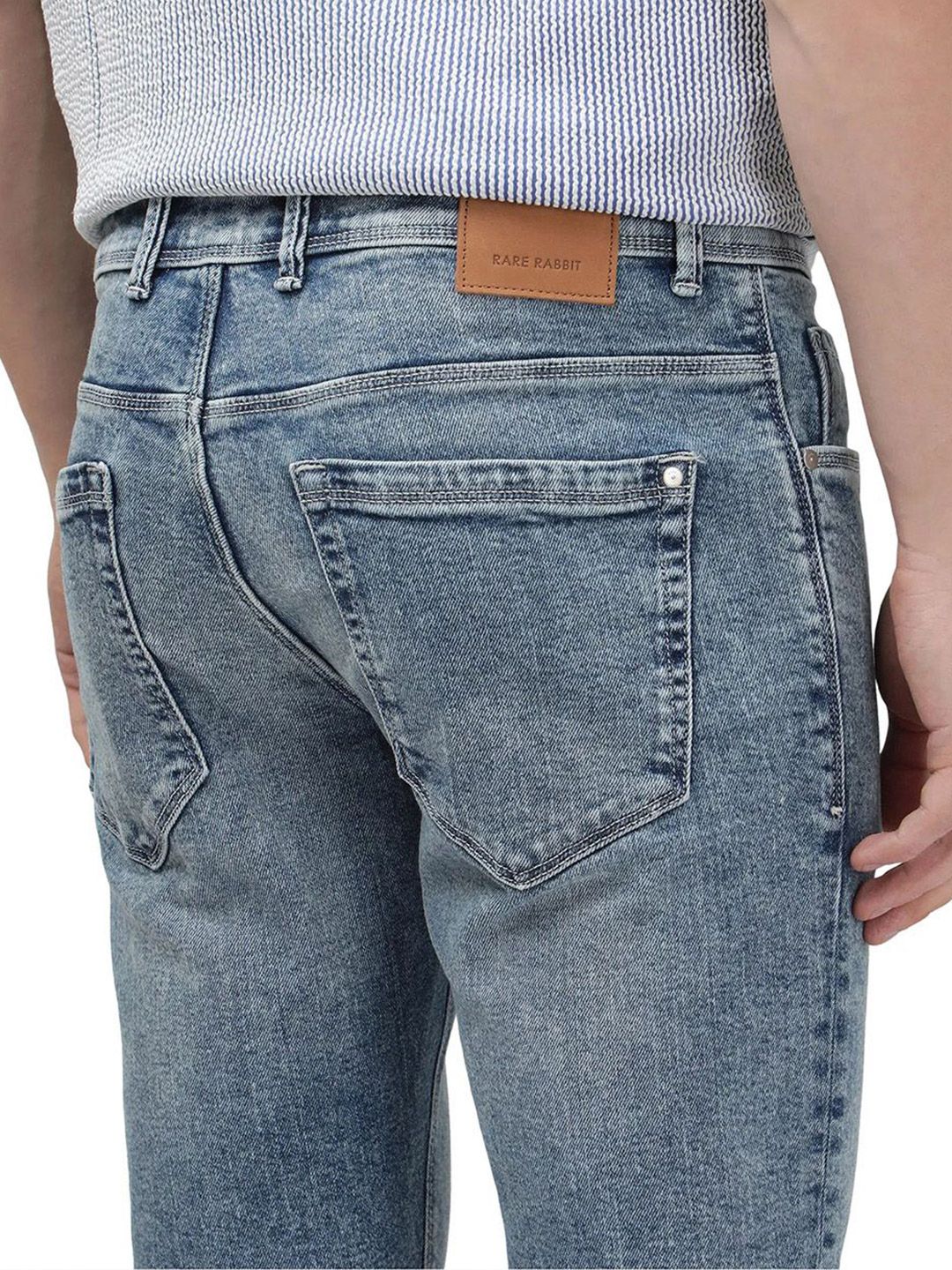 RARE RABBIT Men Comfort Fit Heavy Fade Stretchable Jeans