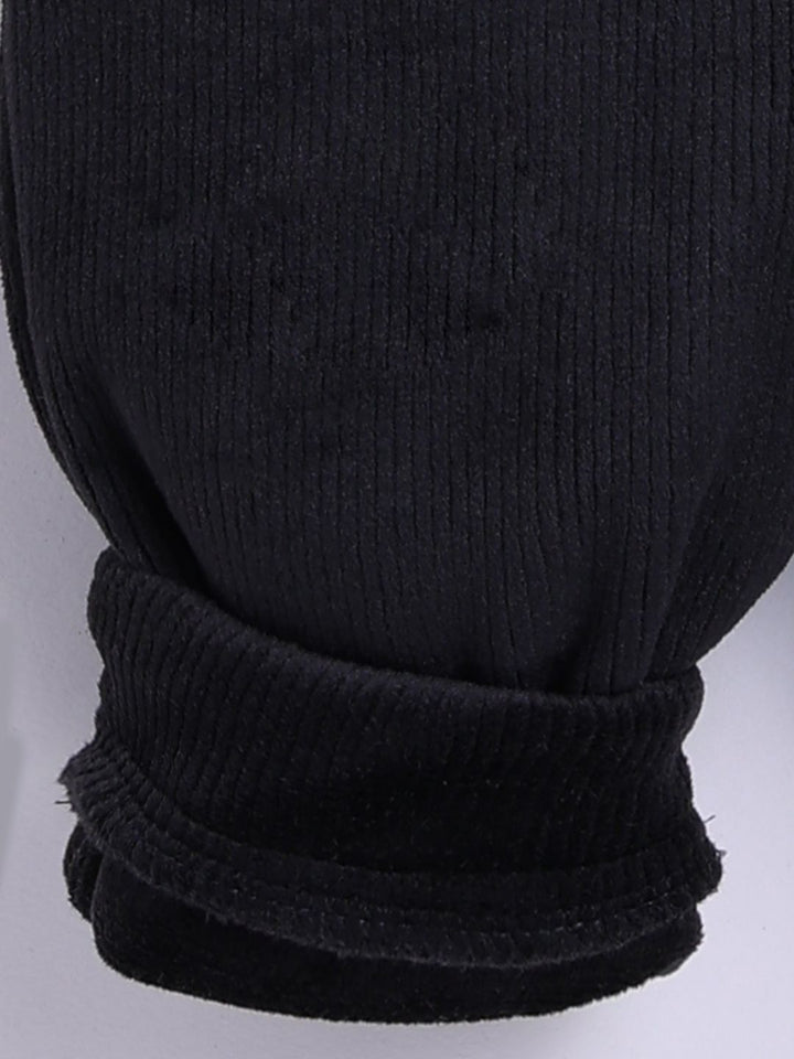 Moms Love Infant Boys Ribbed Velvet-Finish Pure Cotton Hooded Sweatshirt With Joggers