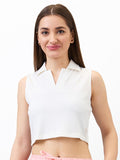 SPYKAR Women Solid Polo Collar Slim Fit T-shirt