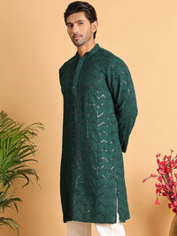 Jompers Men Leheriya Embroidered Sequinned Kurta