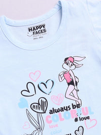 Happy Faces Girls Looney Tunes Print Pure Cotton Fit & Flare Dress