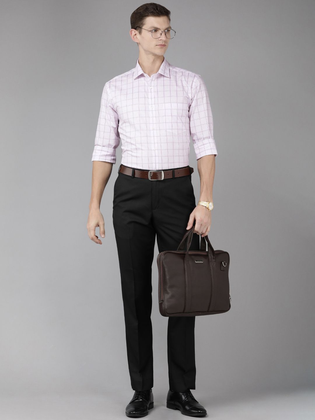 Park Avenue Men Pure Cotton Slim Fit Cek Formal