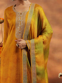 Libas Floral Embroidered Sequinned Straight Kurta With Trousers & Dupatta