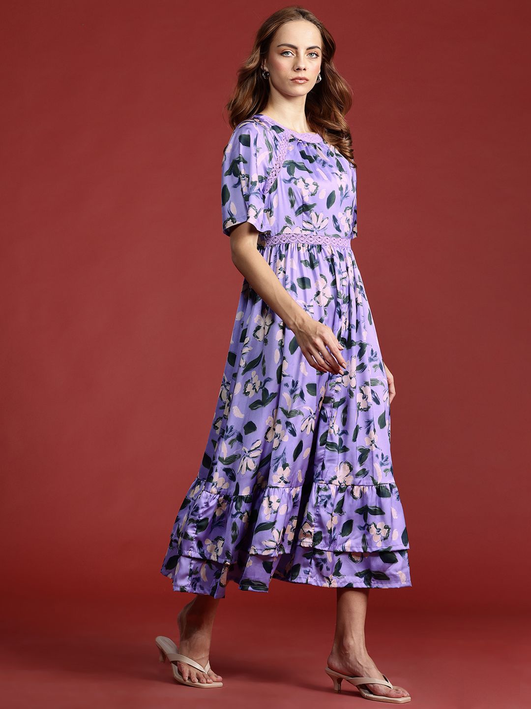 all about you Floral Print A-Line Midi Dress