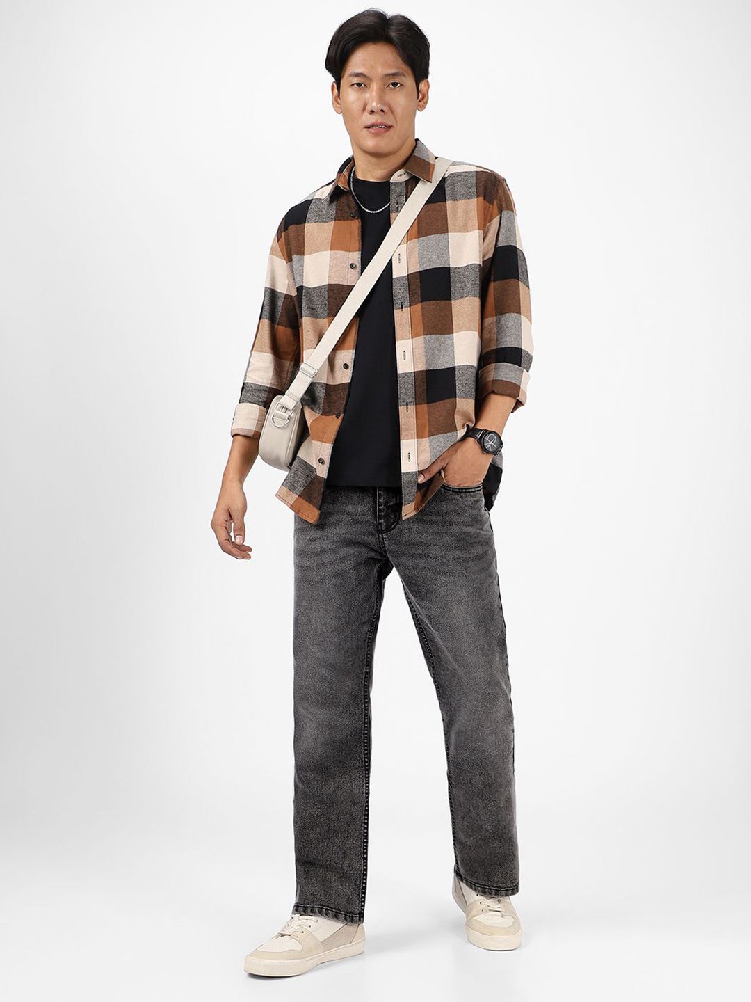 Urbano Fashion Men Bootcut Low Distress Light Fade Stretchable Jeans