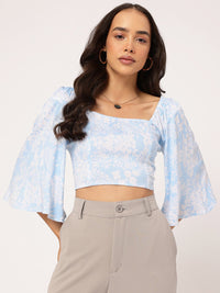 DressBerry Floral Frenzy Printed Smocked Crop Top