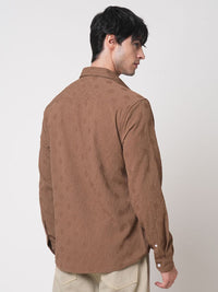 VASTRADO Men Classic Spread Collar Textured Slim Fit Casual Shirt