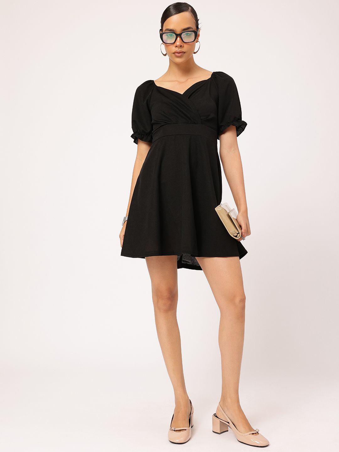 DressBerry Puff Sleeve Fit & Flare Dress