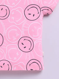 Happy Faces Girls Smiley Printed Pure Cotton T-shirt