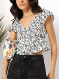 DressBerry Monochrome Smocked Floral Top