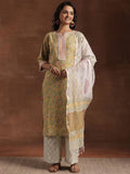Libas Floral Printed Pure Cotton Straight Kurta with Palazzo & Dupatta