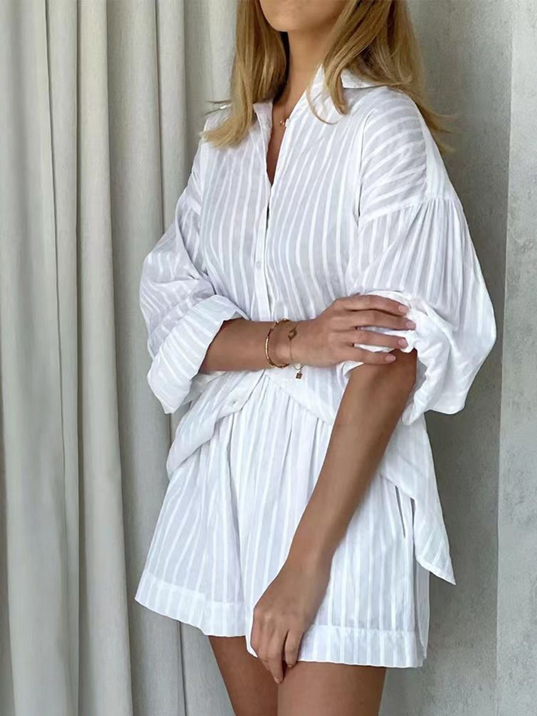 all about you Striped Shirt & Shorts Co-Ord Set