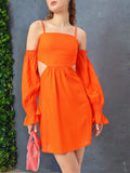 DressBerry Boss Babe Cut-out Waist Smocked A-Line Mini Dress