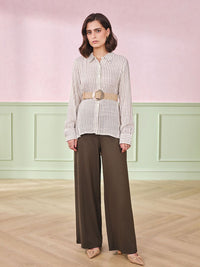 AND Women Striped Cotton Shirt Top