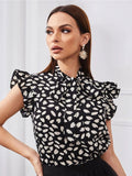 DressBerry Print Tie-Up Neck Top