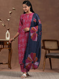 Libas Floral Printed Keyhole Neck Straight Kurta With Salwar & Dupatta