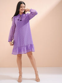 Vishudh Women Ethnic Motifs Tie-Up Neck A-Line Dress