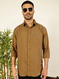 Thomas Scott Men Premium Spread Collar Solid Pure Cotton Slim Fit Casual Shirt