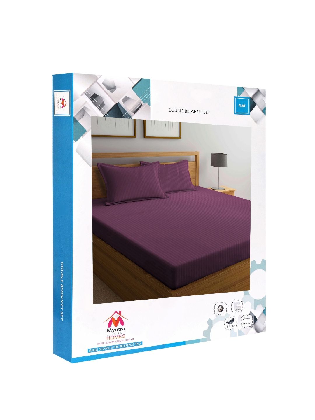 Myntra Elegant Homes Magenta Striped Polycotton 300 TC King Fine Bedsheet dengan 2 Sarung Bantal-98 x 87 inci