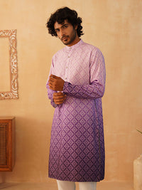 Jompers Band Collar Floral Printed Sequinned Straight Kurta